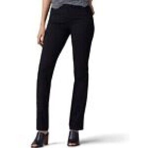 LEE WOMEN'S LUX WITH FLEX MOTION REGULAR FIT STRAIGHT LEG JEAN BLACK 6L NWT
